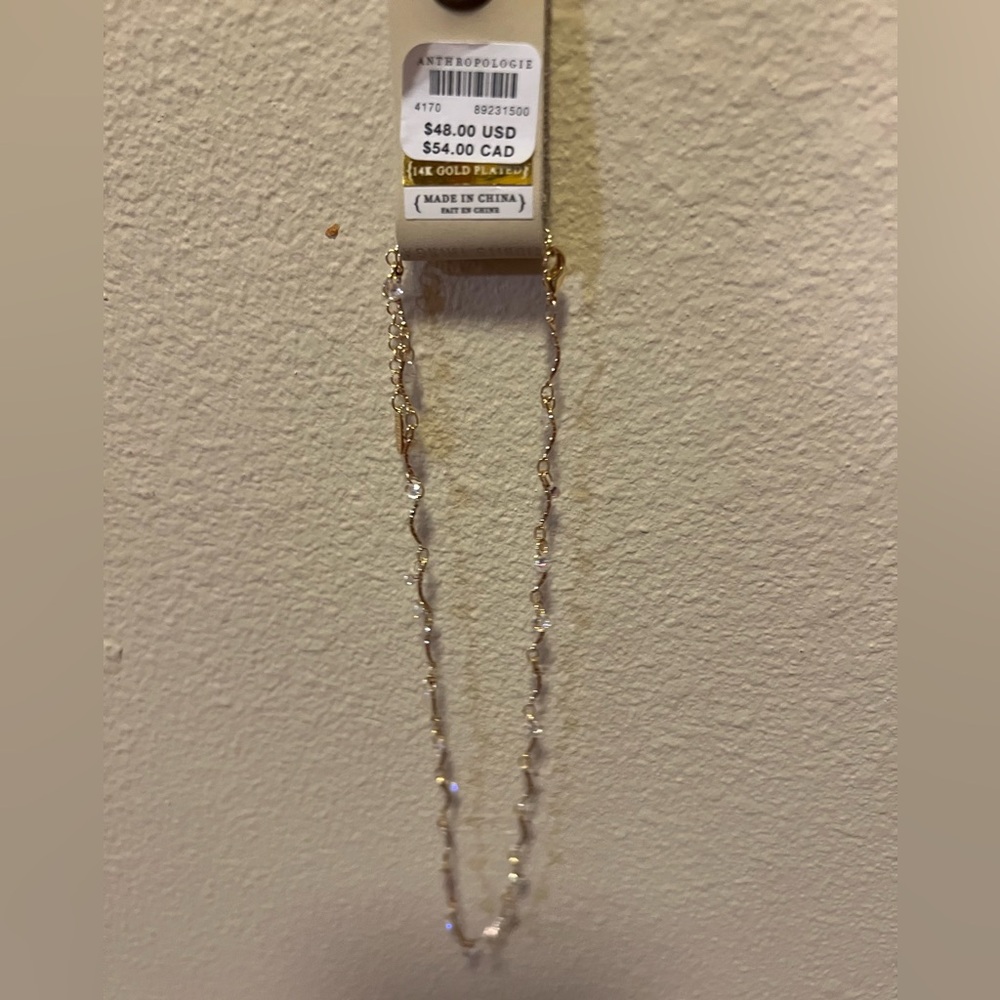 Anthropologie Drippy Crystal Necklace - Gold - NWT - Picture 12 of 16